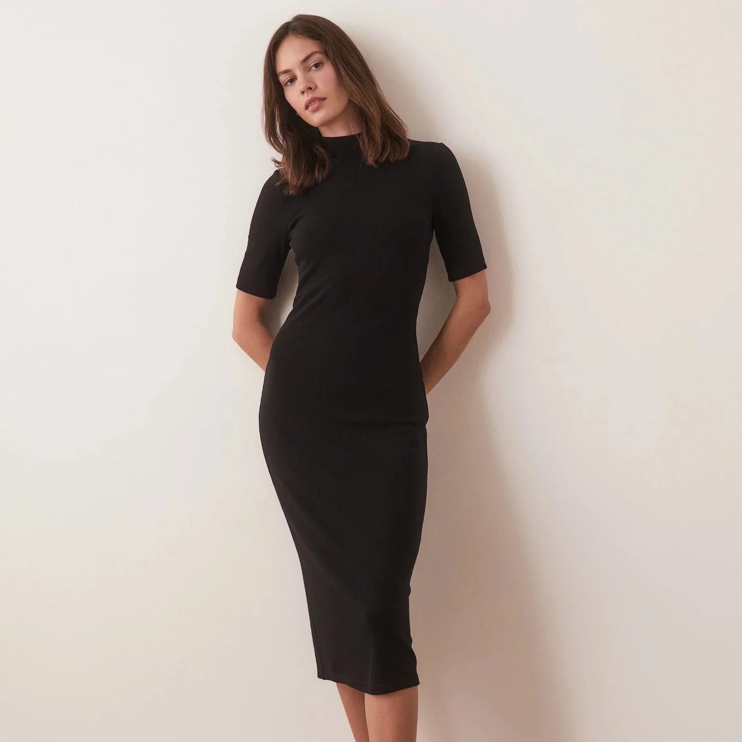 Marine Layer Lexi Rib Mock Neck Midi Dress