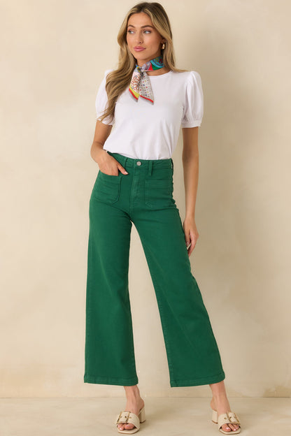 In Theory White Cotton Puff Sleeve Crewneck Top