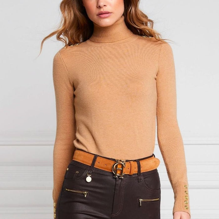 Buttoned Knit Roll Neck Womens Jumper