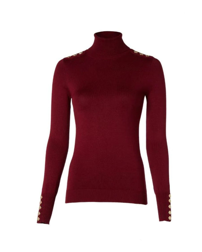 Buttoned Knit Roll Neck Womens Jumper
