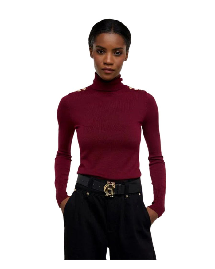 Buttoned Knit Roll Neck Womens Jumper