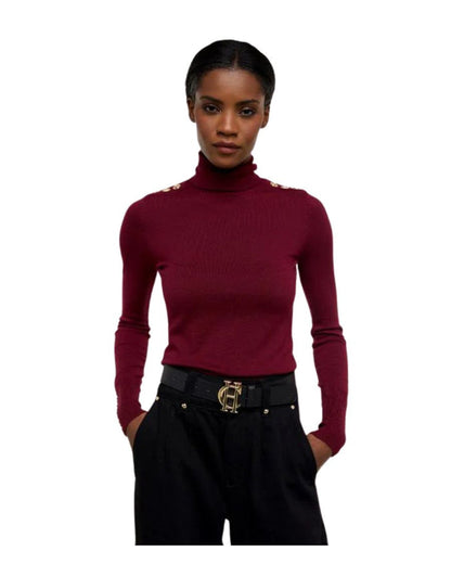 Buttoned Knit Roll Neck Womens Jumper