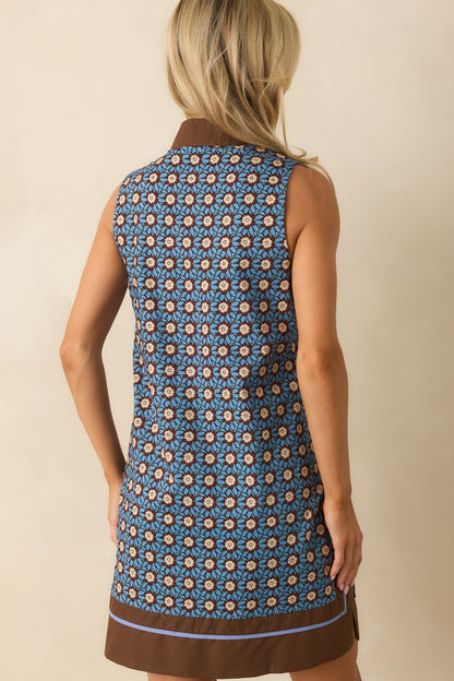 Found Her Balance Dusty Blue Multi Floral Print Cotton Mini Dress