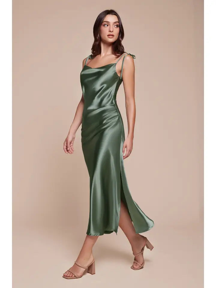 Ladivine Slim Fit Satin Midi Dress