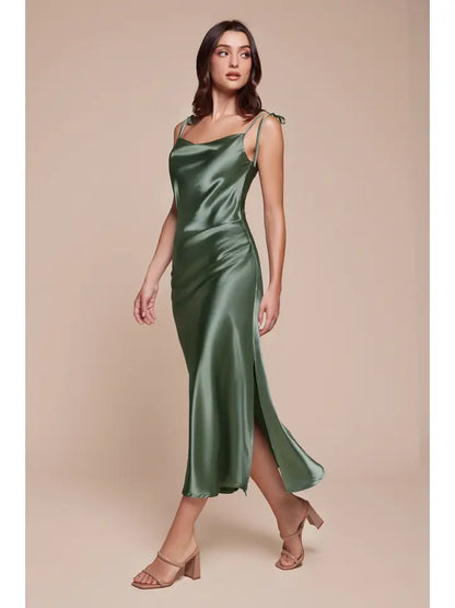 Ladivine Slim Fit Satin Midi Dress