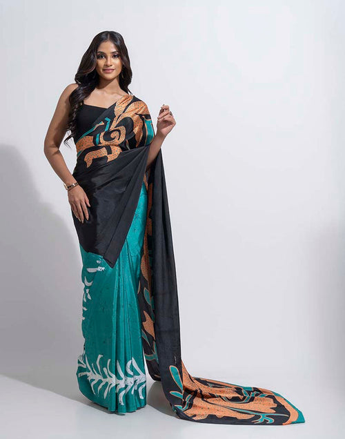 ETHNIC FUSION PRINTED BATIK INSPIRED SILK SAREE