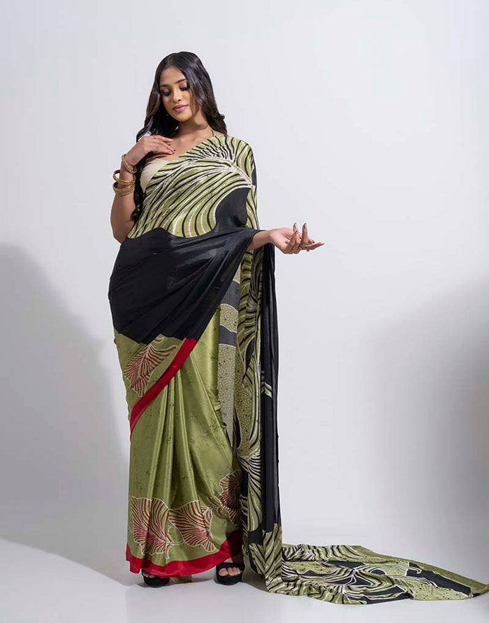 ETHNIC FUSION PRINTED BATIK INSPIRED SILK SAREE