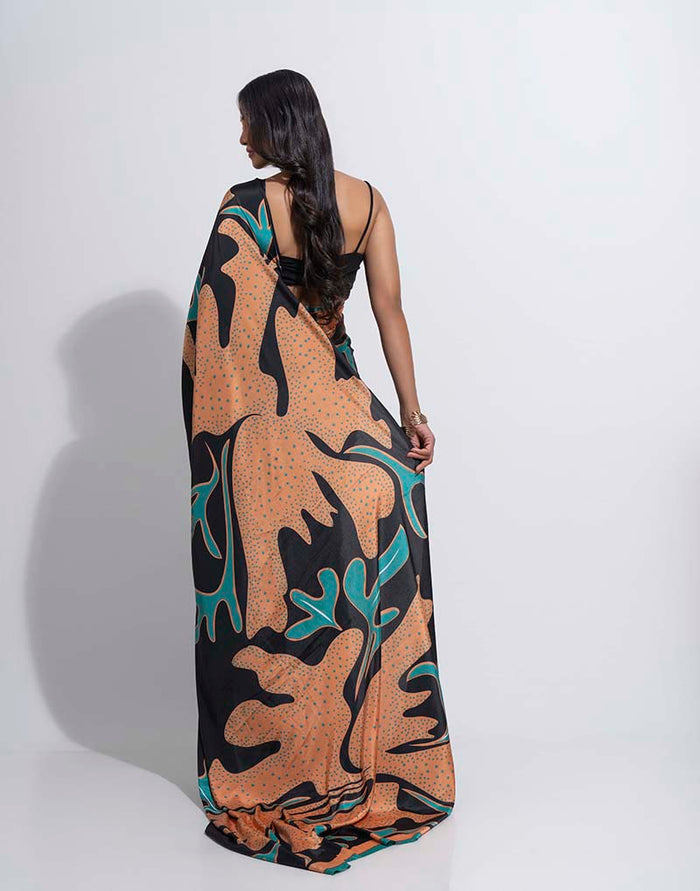 ETHNIC FUSION PRINTED BATIK INSPIRED SILK SAREE