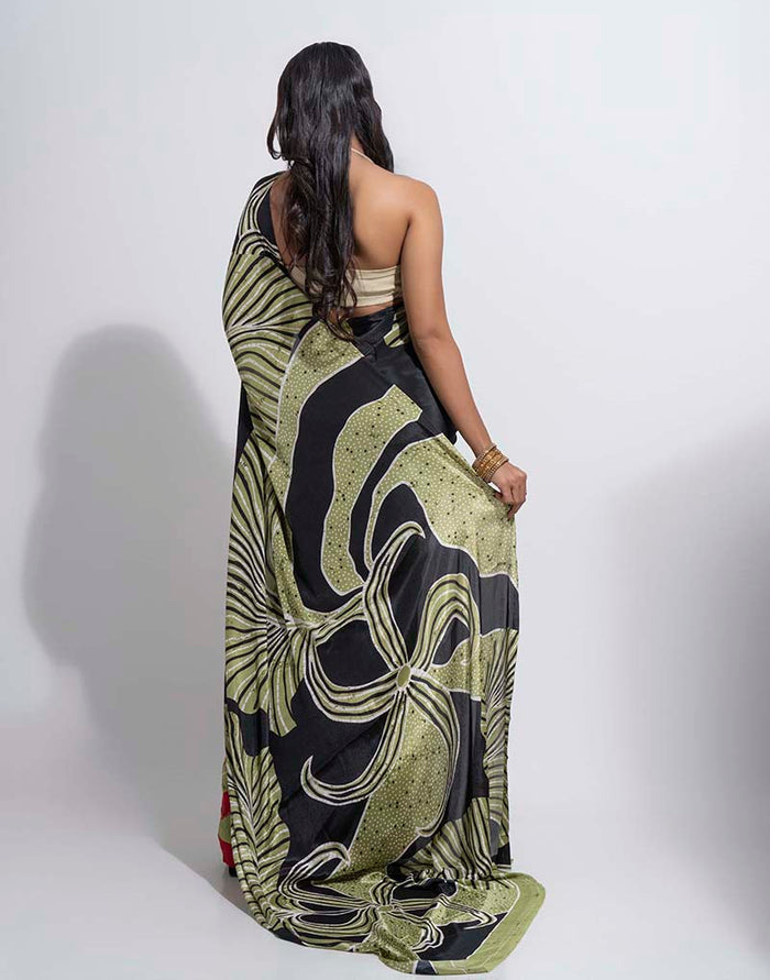 ETHNIC FUSION PRINTED BATIK INSPIRED SILK SAREE