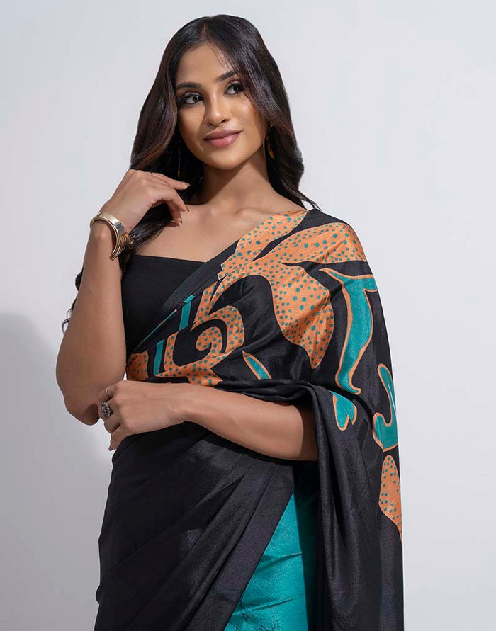 ETHNIC FUSION PRINTED BATIK INSPIRED SILK SAREE