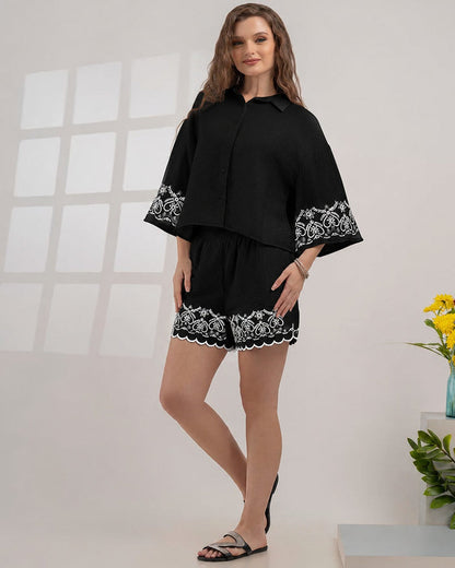 GIVO EMBROIDERED CO - ORD SET