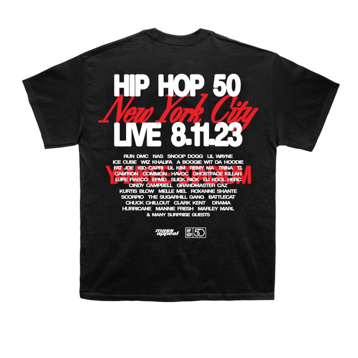 Hip Hop 50 Live Line Up V1 Black T-Shirt