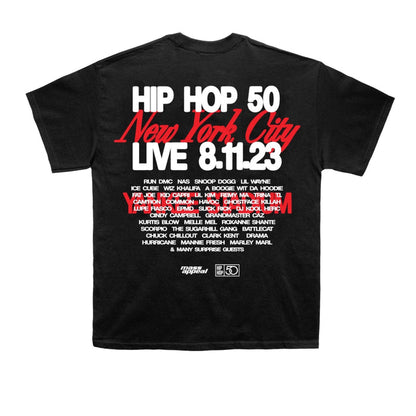 Hip Hop 50 Live Line Up V1 Black T-Shirt