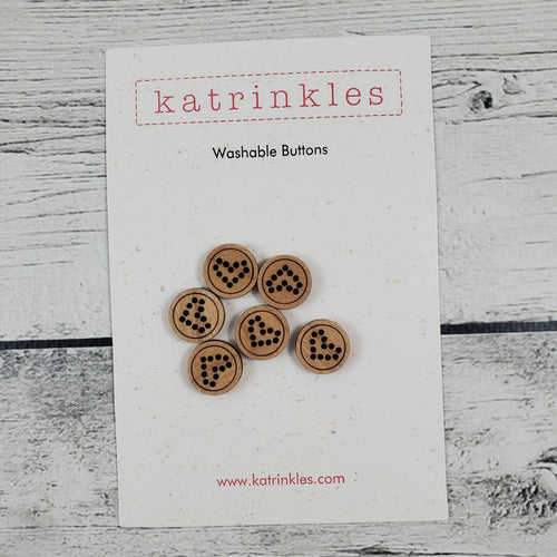 Katrinkles Wood Heart Stitchable Buttons 5/8" 6ct