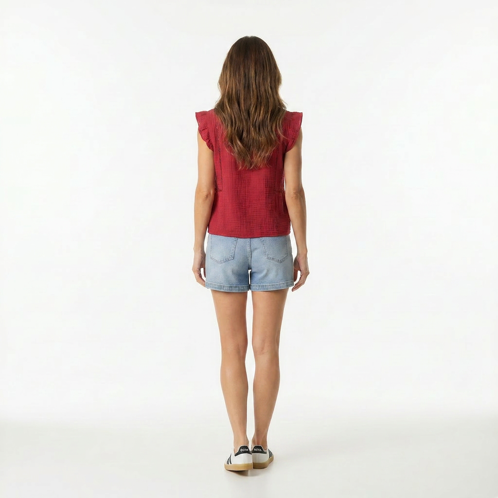 Flutter Split Neck Top