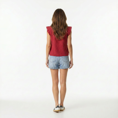 Flutter Split Neck Top