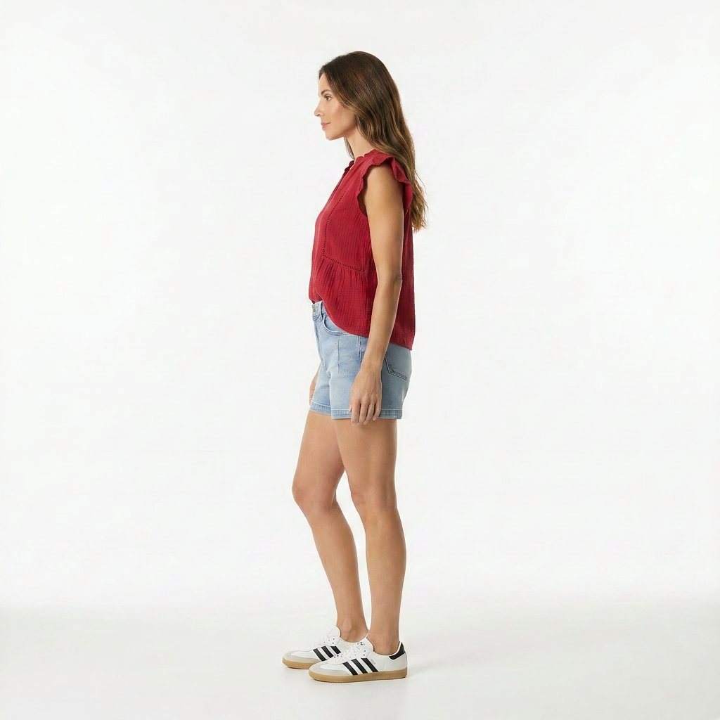 Flutter Split Neck Top
