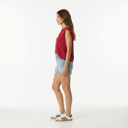 Flutter Split Neck Top