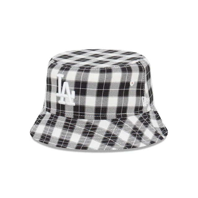 New Era LA Dodgers Plaid Black White Bucket Hat