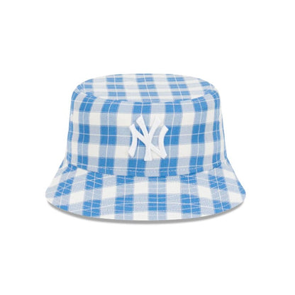 New Era New York Yankees Plaid Blue White Bucket Hat
