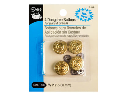 No-Sew Dungaree Buttons 5/8"