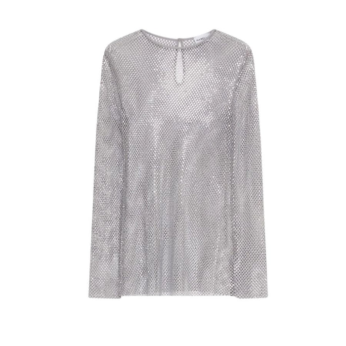 Operoso Rhinestone Mesh Womens Top 2613941021200