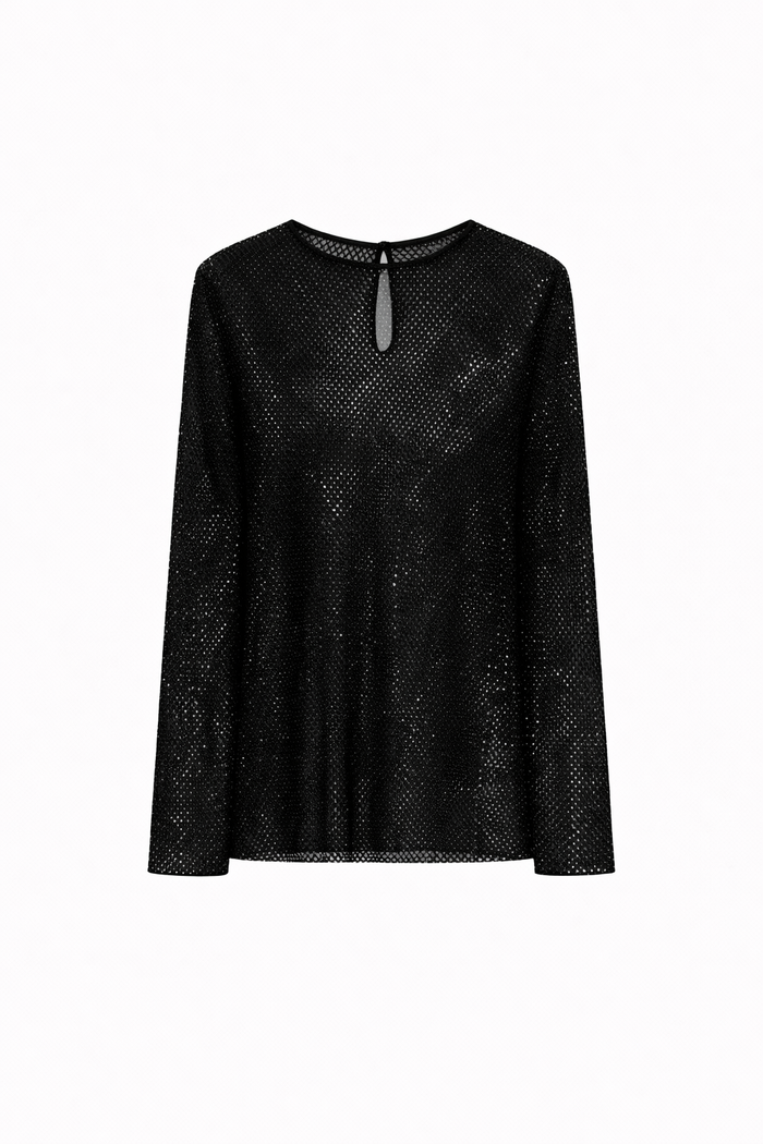 Operoso Rhinestone Mesh Womens Top 2613941021200