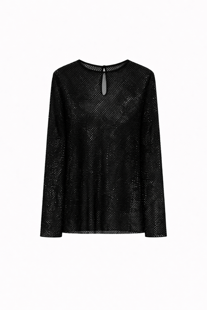 Operoso Rhinestone Mesh Womens Top 2613941021200