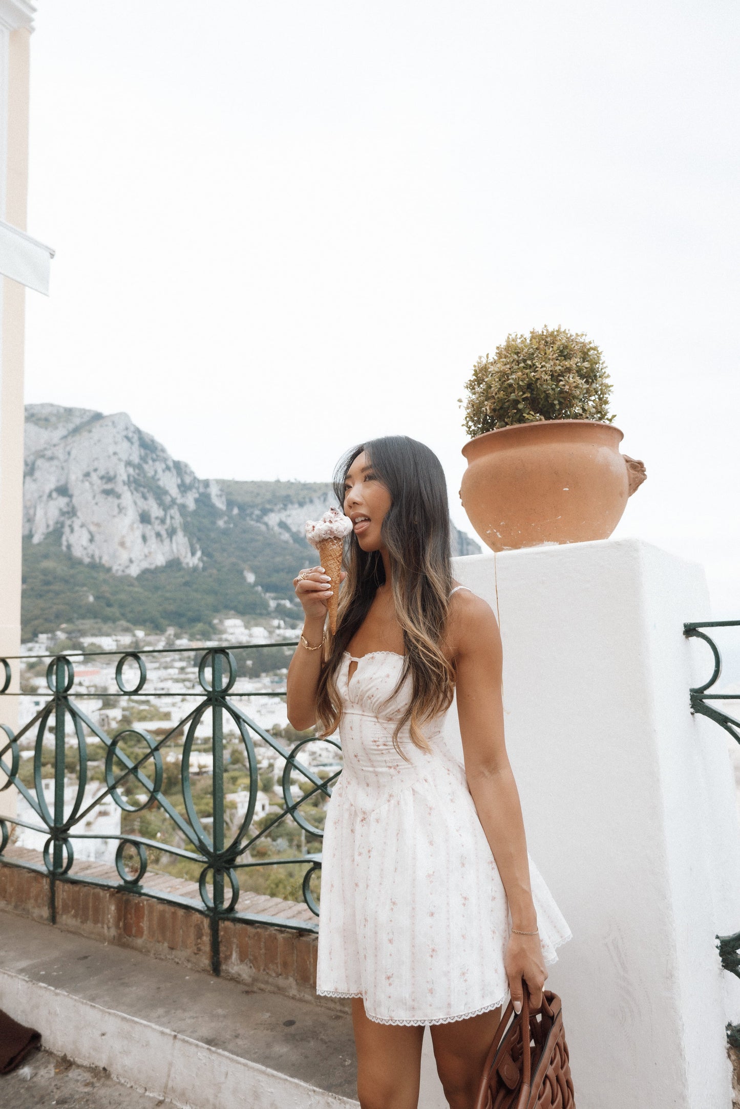 Athena Mini Dress - White Floral