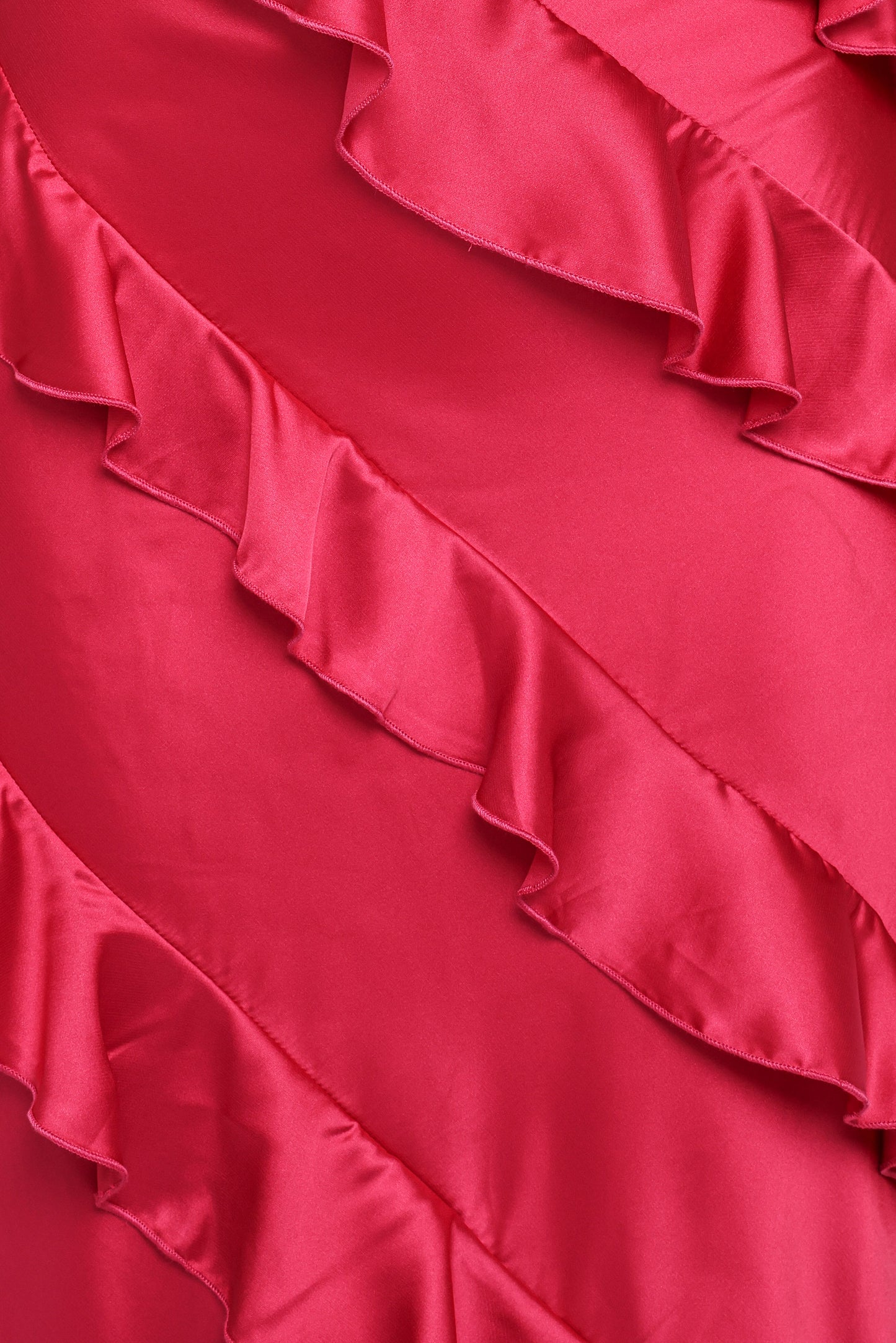 Ciao Ruffles Maxi Satin Dress - Fuchsia