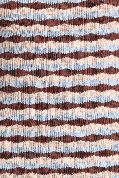 Elfrida Knit Mini Dress - Blue/Brown