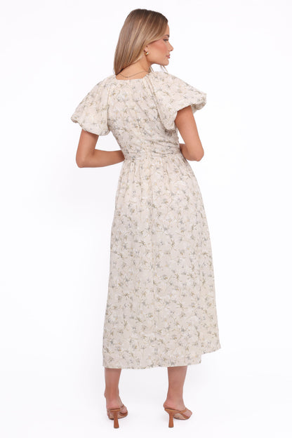 Kathleen Maxi Dress - Light Beige/Green Floral