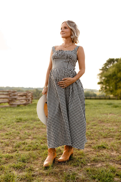 Kinslee Midi Dress - Black Gingham