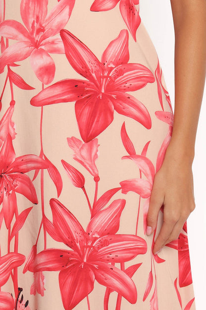 Lani A Line Strapless Maxi Dress - Pink Floral