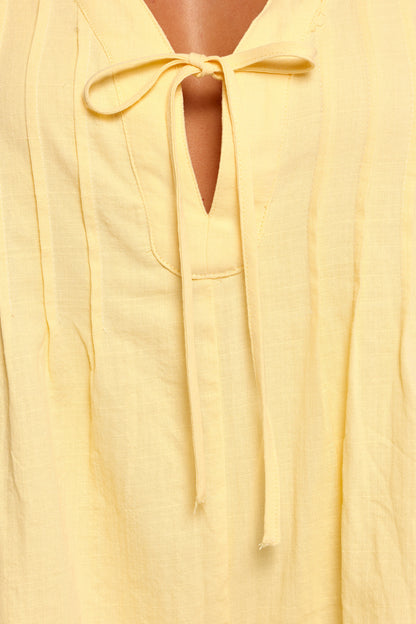 Kallie Tie Front Romper - Butter Yellow