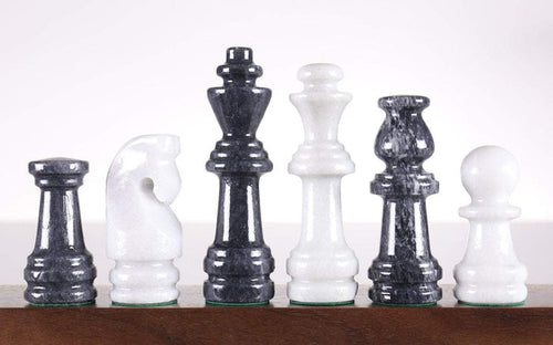 SINGLE REPLACEMENT PIECES: 18" Marble Black and White Chess Set - Parts - Chess-House
