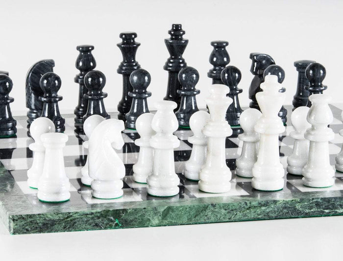SINGLE REPLACEMENT PIECES: 18" Marble Black and White Chess Set - Parts - Chess-House