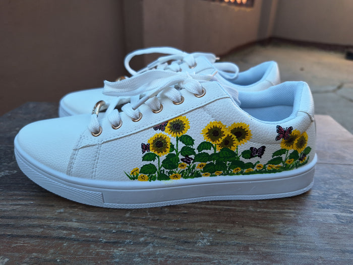 Sunflower Patch Lace-Up Sneakers - Catch Body Customs