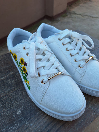 Sunflower Patch Lace-Up Sneakers - Catch Body Customs
