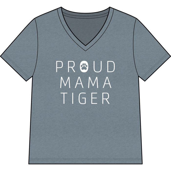 Tiger Academy Proud Mama Women’s Relaxed Heather CVC V-Neck Tee